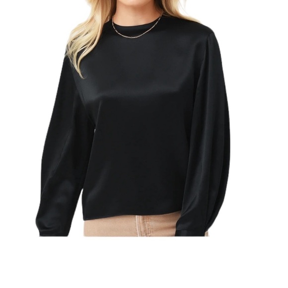 NEW Vince 100% Silk Pleated Cuff Crew Neck Blouse - Picture 1 of 13